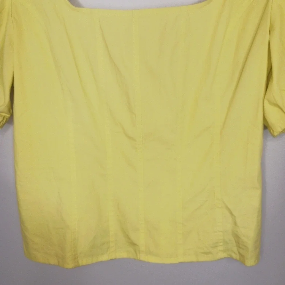 J.Crew Yellow Square Neck Puff Sleeve Top 12 Cotton Corset Milkmaid Blouse